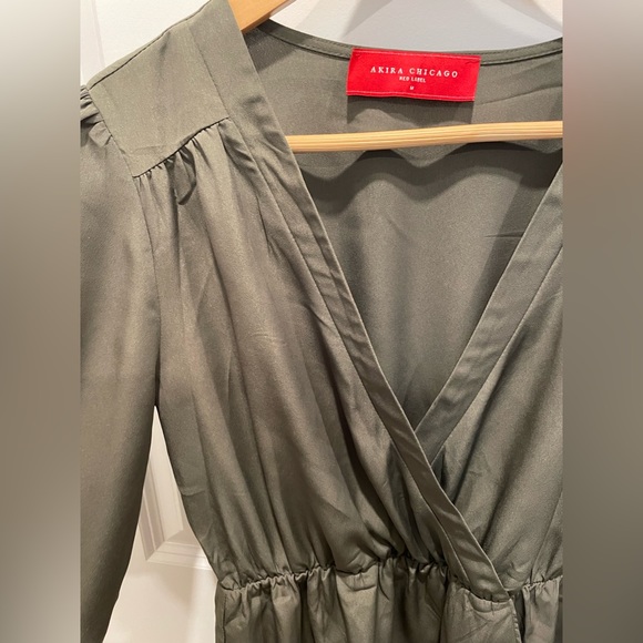 Akira Chicago Red Label Wrap Dress in Dark Green Sz M - Picture 5 of 7
